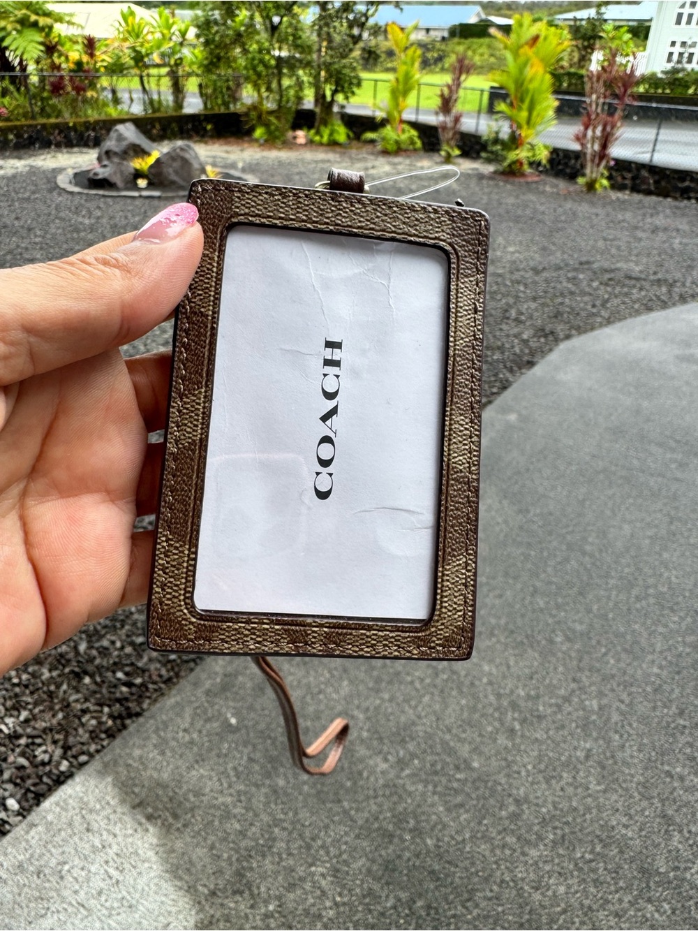 Coach Signature Canvas ID Badge Card Holder Lanyard Brown Gold - Picture 7 of 9